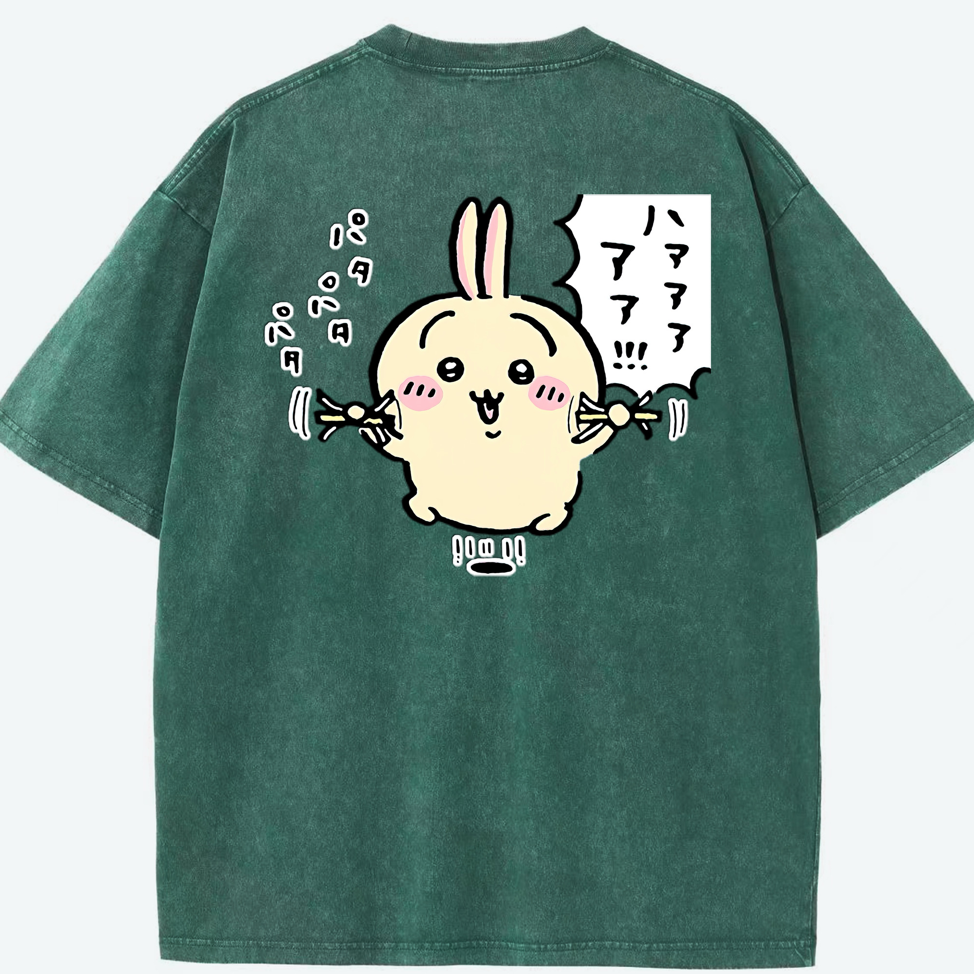 （画像用） ちいかわ うさぎ Chii-kawa usagi 綿100% ヴィンテージ風 半袖Tシャツ（背面プリント）